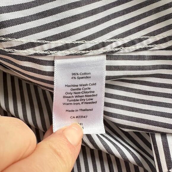 Talbots Size 8 Wrinkle Resistant Button Down Shirt Long Sleeve White Striped - Picture 8 of 8